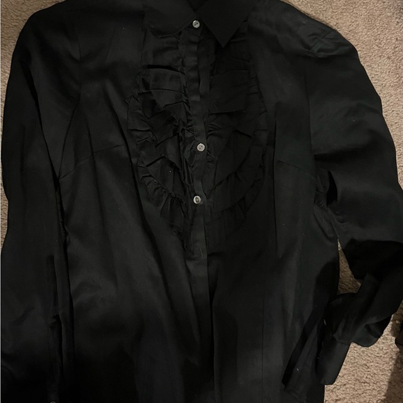 Ann Taylor Elegant Black Dress Shirt - Picture 2 of 3
